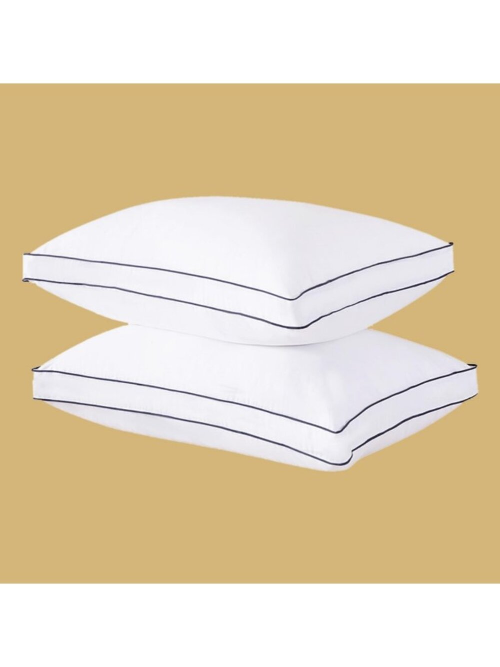 Cozy Gusseted Queen Size Goose Down Fiber Pillows - Set of 2 for Ultimate